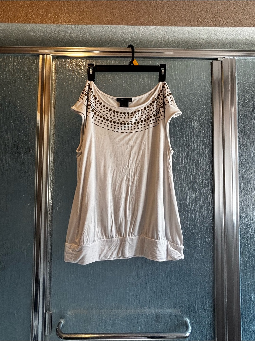 Grace Elements White Stud-Embellished Sleeveless Tank